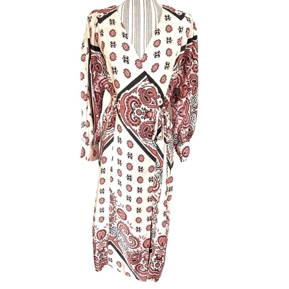 Zara Woman, wrap dress, size M, midi length, attached ties, excellent condition - Picture 2 of 7